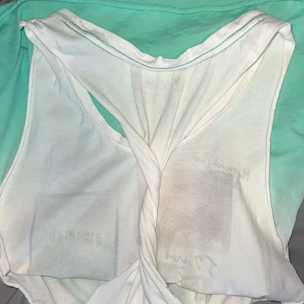 Miss Me White Mint Green Love Life Twisted Back Tank Top - Picture 9 of 11